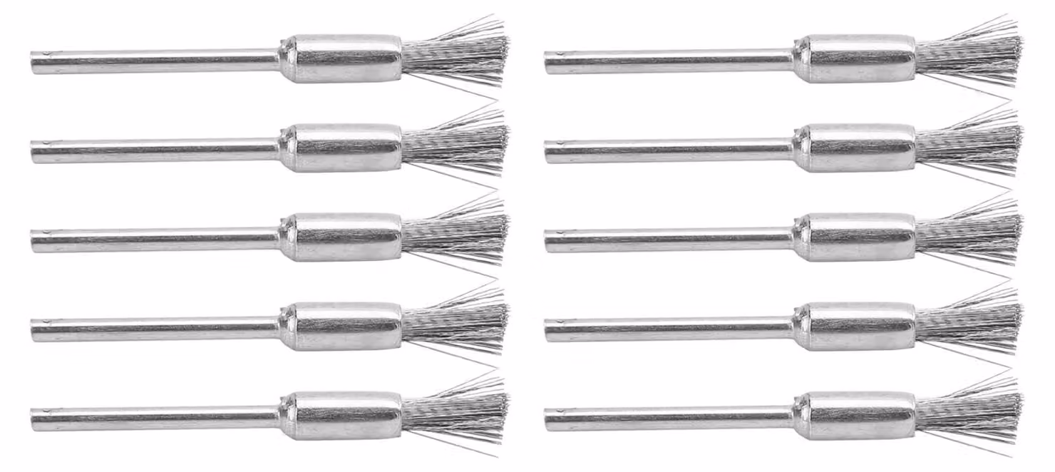 Set di 10 spazzole metalliche a filo, beccuccio elettrico, accessori per trapano in acciaio inossidabile per lucidatura e pulizia (forma a stelo)