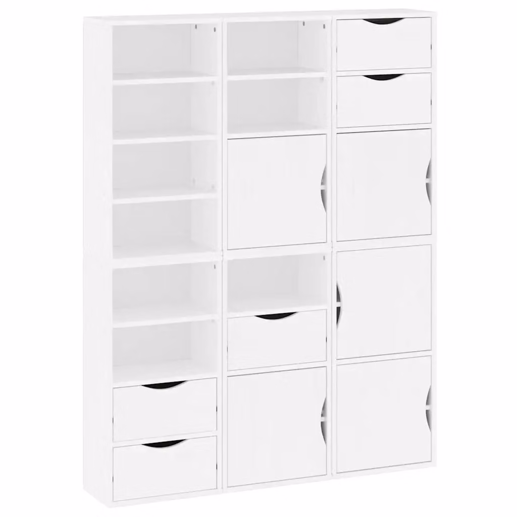 vidaXL Set di 6 Armadietti Laterali ODDA in Legno di Pino Bianco con Ante a Battente e Ripiani Interni, L/P/H: 40 x 24 x 79 cm – 2