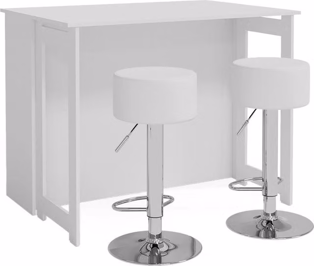Tavolo bar con sgabelli Dominic Bianco 116 x 37 cm con 2 sgabelli da bar Vicco