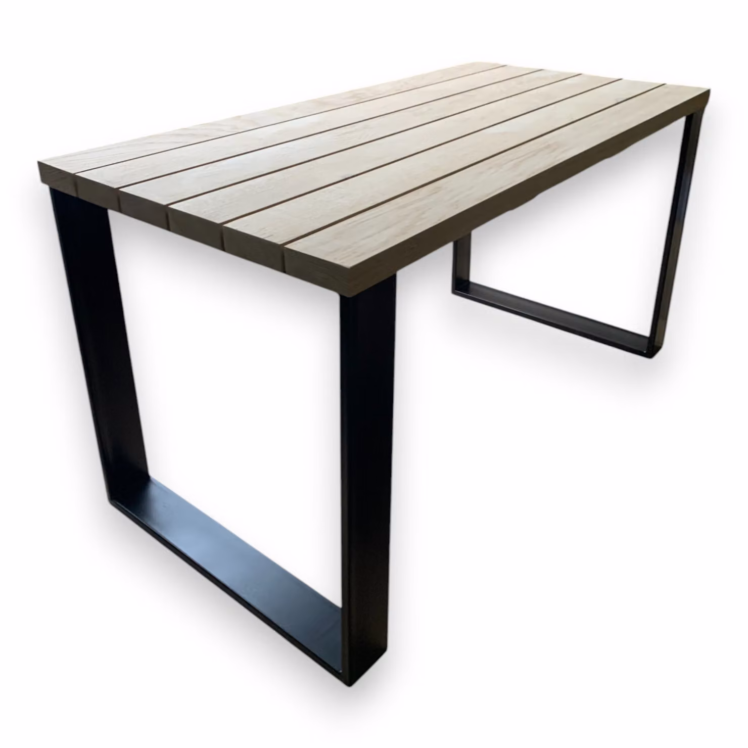 Scrivania 160x100x75cm, tavolo da soggiorno, tavolo da ingresso in rovere massiccio con gambe a U in acciaio, tavolo da pranzo, tavolo aziendale