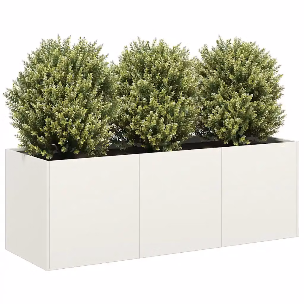 Fioriera bianca vidaXL in acciaio per orto e giardino L: 120 cm, P: 40 cm, H: 40 cm