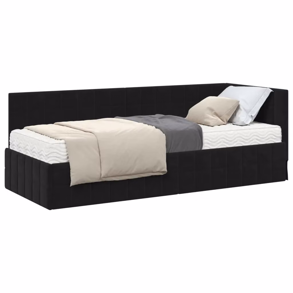 Set Letto Angolare con Materasso 2 Pezzi vidaXL in Velluto Nero L 200 x L 80 cm – 2