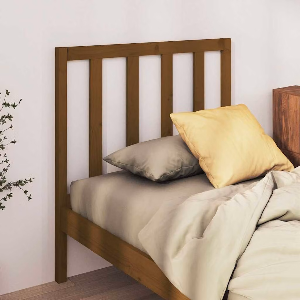 Testiera per letto vidaXL in legno massello di pino, colore marrone, stile rustico, L: 100 cm, H: 81 cm, P: 4 cm