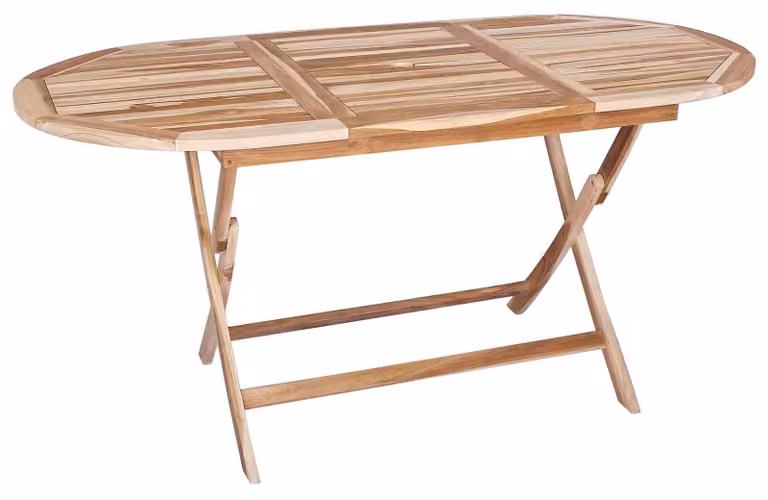 Tavolo da giardino pieghevole, legno massello di teak, dimensioni 160 x 80 x 76 cm