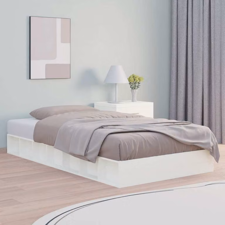 Giroletto singolo vidaXL in legno massello di pino bianco con doghe fisse L/P/H: 192.5 x 90 x 21 cm