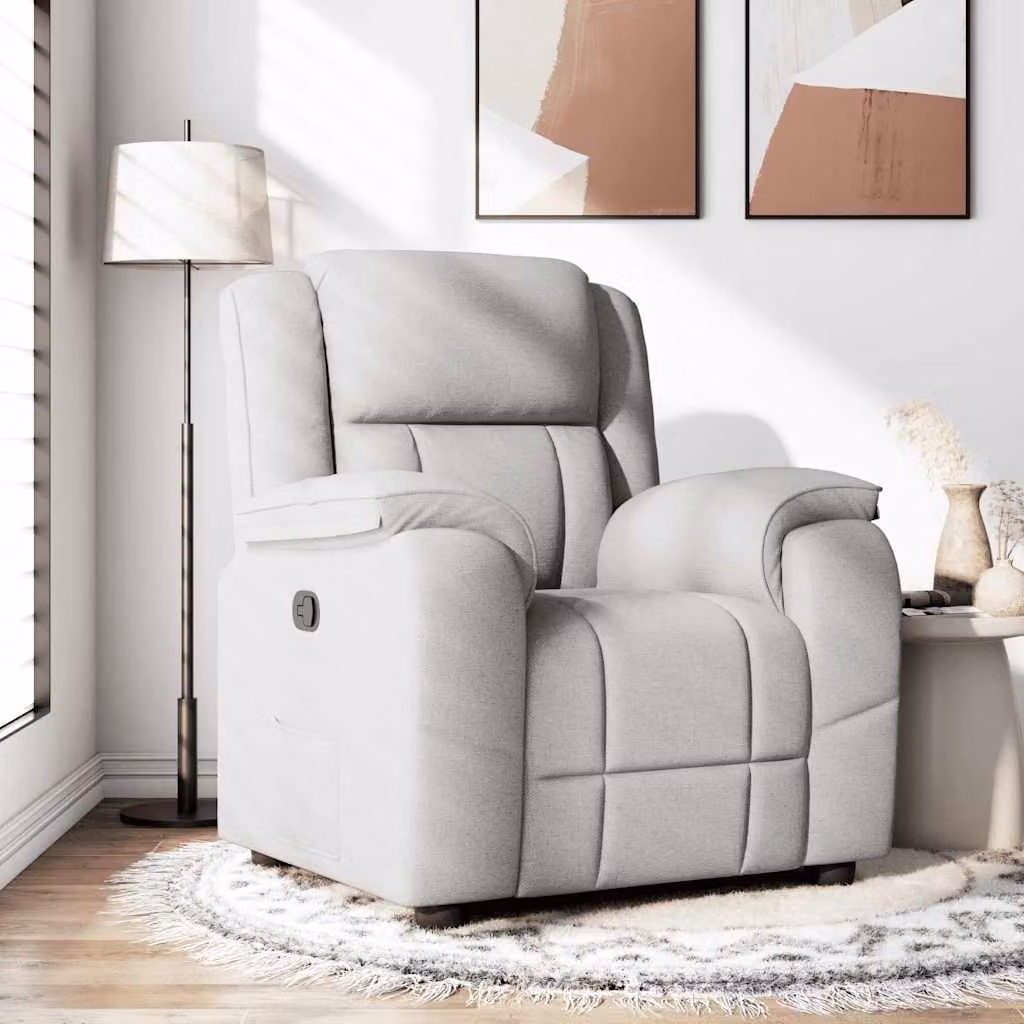 vidaXL Poltrona Reclinabile Relax in Tessuto Grigio con Braccioli e Meccanismo Manuale