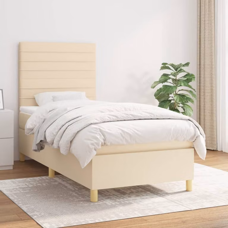 Maison Exclusive - Giroletto a Molle con Materasso Crema 90x200 cm inTessuto