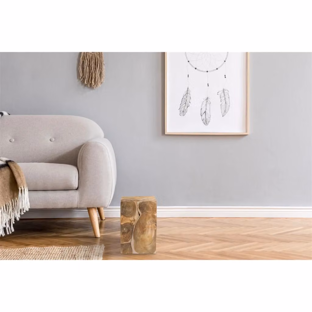 Tavolino a Cubo Radix KENDRA HOME in Legno di Teak Naturale Marrone – 2