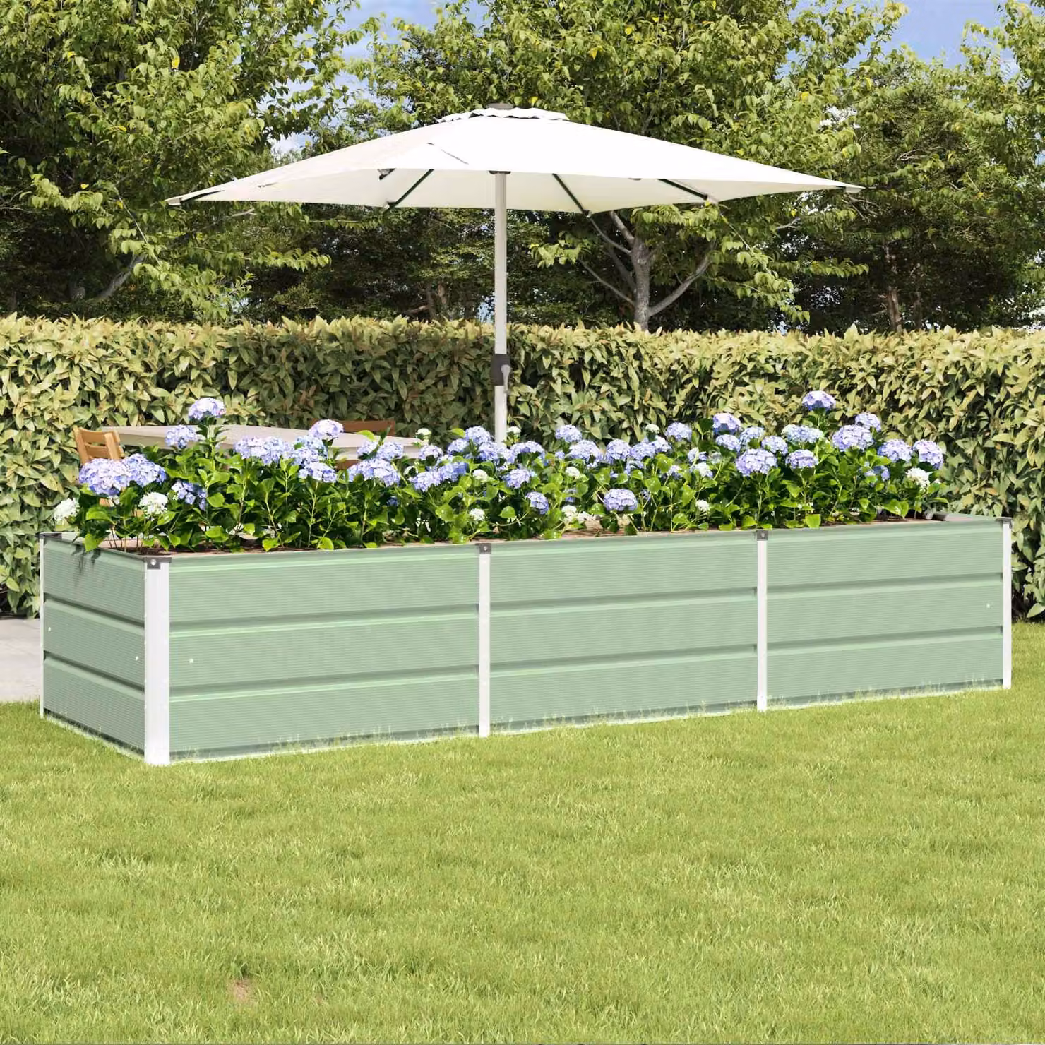 Fioriera verde vidaXL in acciaio e plastica L: 240 cm, P: 80 cm, H: 45 cm