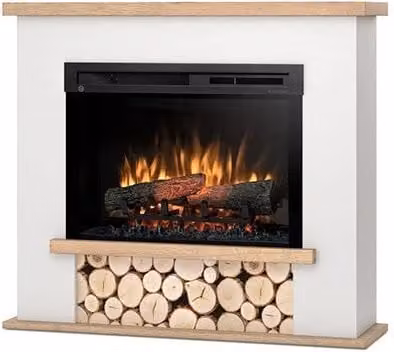 Caminetto Elettrico a Libera Installazione con LED OUTINFIRE da 26 pollici, Bianco opaco, L: 100 cm, H: 88 cm, P: 28 cm