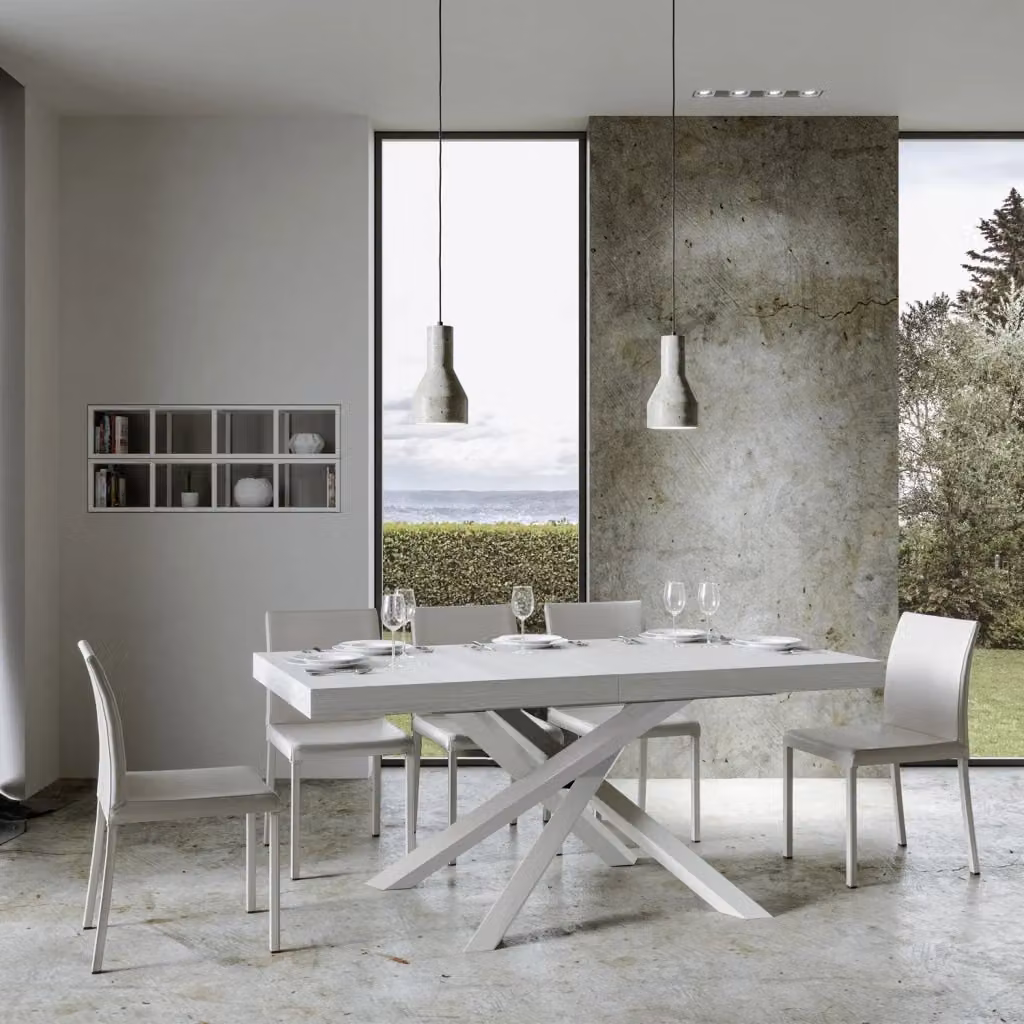 Tavolo Allungabile Volantis GIORDANOSHOP Bianco Frassino con Telaio Bianco L: 160-420 cm, P: 90 cm, H: 77 cm – 2