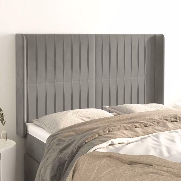 Testiera ad orecchio vidaXL in velluto grigio chiaro L: 147 cm, P: 16 cm, H: 118-128 cm