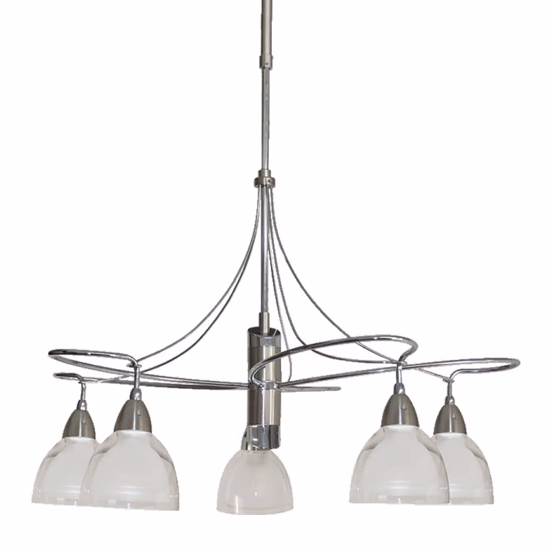 Plafoniera CARRAT 5xE14/40W, cromo/vetro trasparente, bianco L: 510, H: 825, dimmerabile Plafoniera CARRAT 5xE14/40W, cromo/vetro trasparente, bianco L: 510, H: 825, dimmerabile