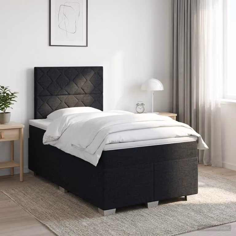 Letto box spring con materasso vidaXL in tessuto nero con molle a tasche L/P/H: 120 x 200 x 128 cm