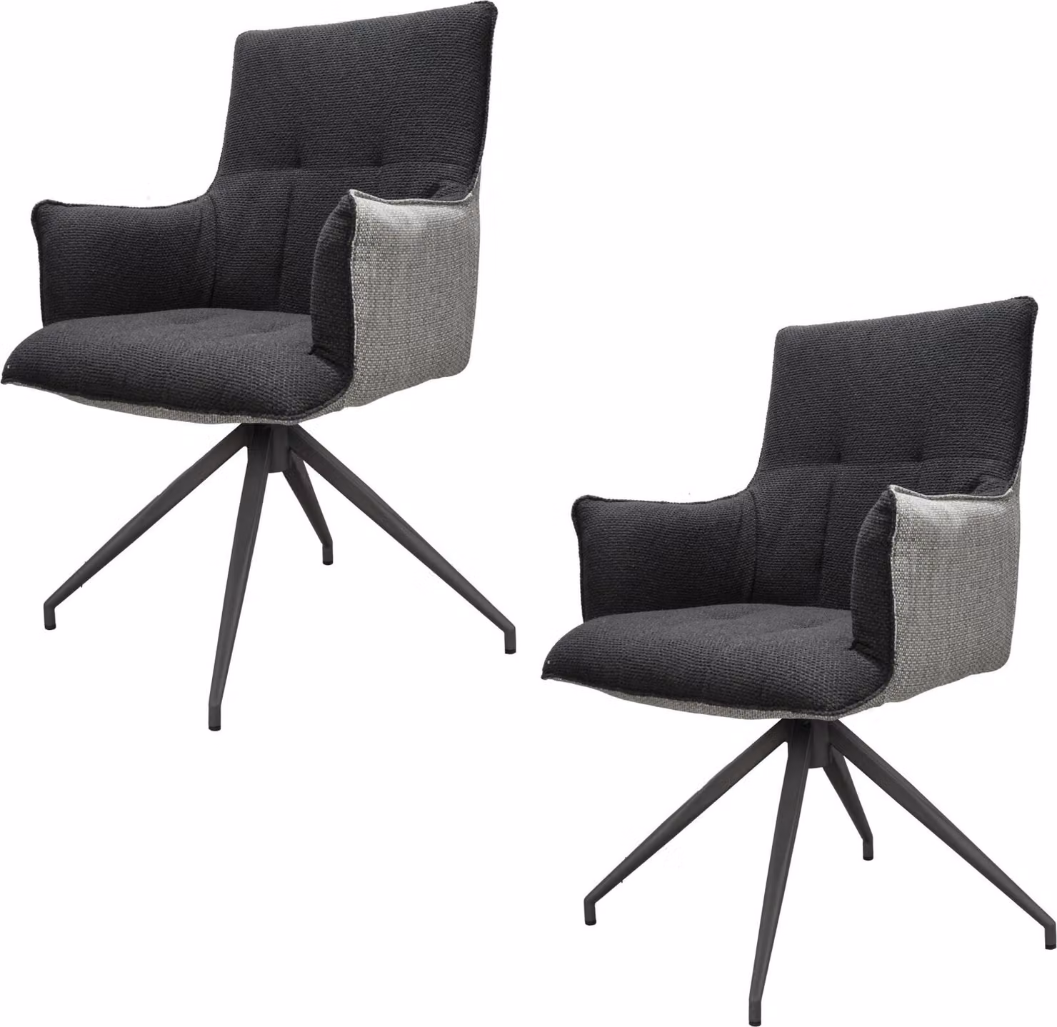 Garden Pleasure sedia girevole ZEVIO, grigio scuro, set di 2 sedie Sedia imbottita