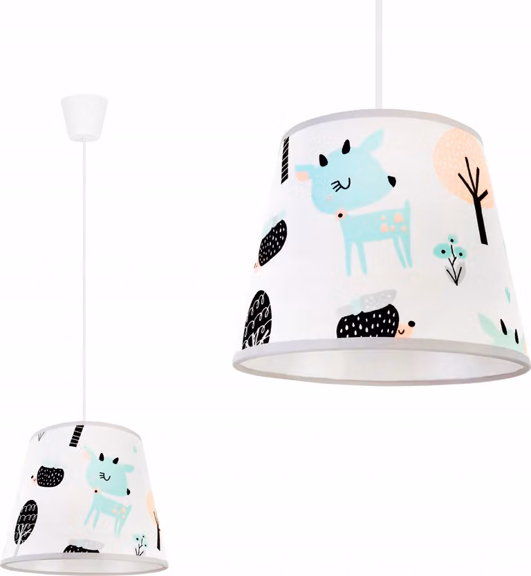 Lampada a sospensione per la stanza dei bambini - Lampada da soffitto - Lampada a sospensione in metallo con paralume - Classica a 1 lampadina, blu e arancione, Bambi