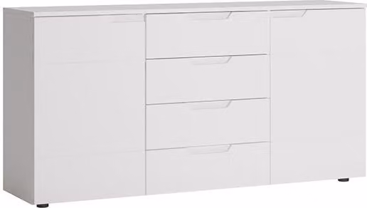 Cassettiera Paris 160x40x81,5 cm bianco lucido a 2 ante senza maniglie