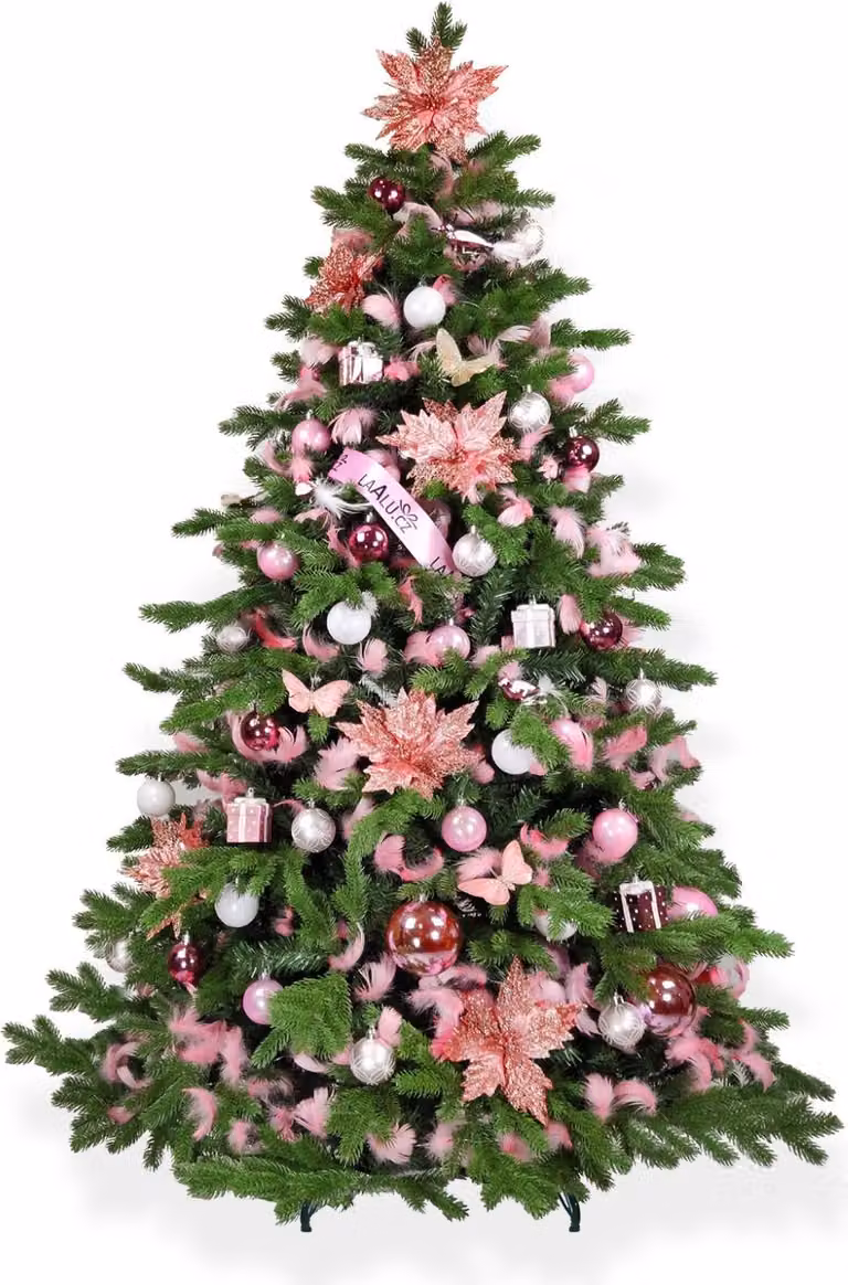 Albero di Natale artificiale decorato con 135 ornamenti PRINCIPESSA ANNA 270 cm con supporto e ornamenti natalizi