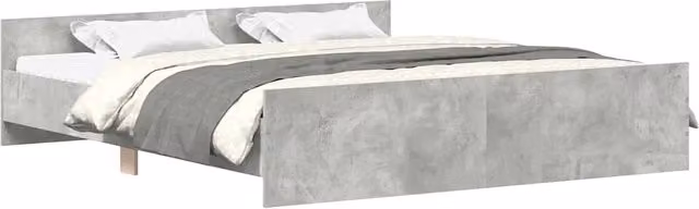 Letto matrimoniale | Letto per adulti | Giroletto con Testiera e Pediera Grigio Cemento 200x200 cm