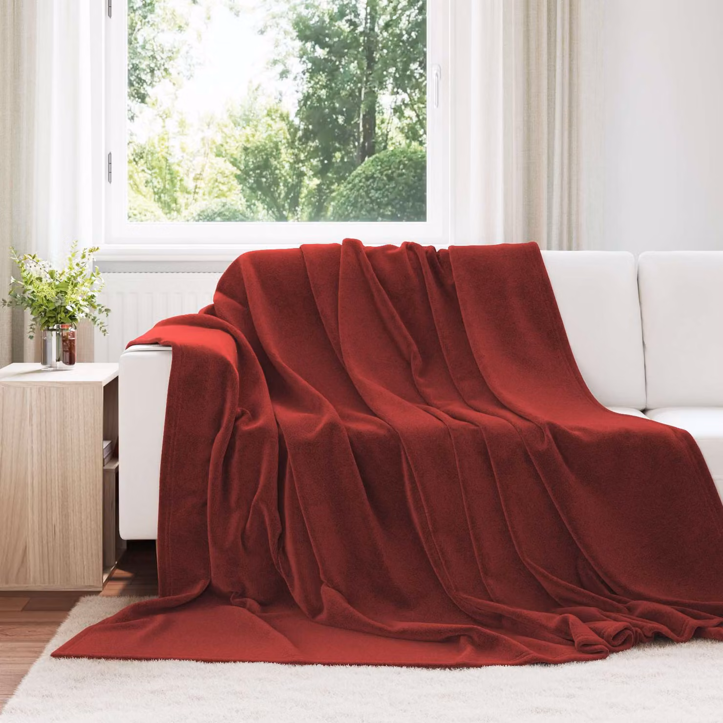 Set di 6 coperte in pile vidaXL colore rosso, L 240 cm x P 270 cm