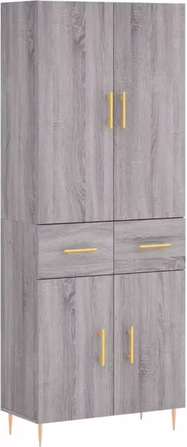 Credenza | Madia | Buffet da pranzo | Armadio da pranzo Grigio Sonoma 69,5x34x180 cm in Legno Multistrato