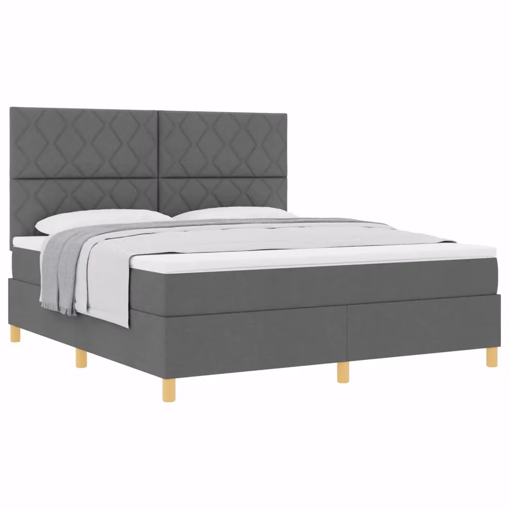 Letto a molle con testiera vidaXL in tessuto grigio con struttura in legno e molle a tasche L/P: 180 x 200 cm – 2