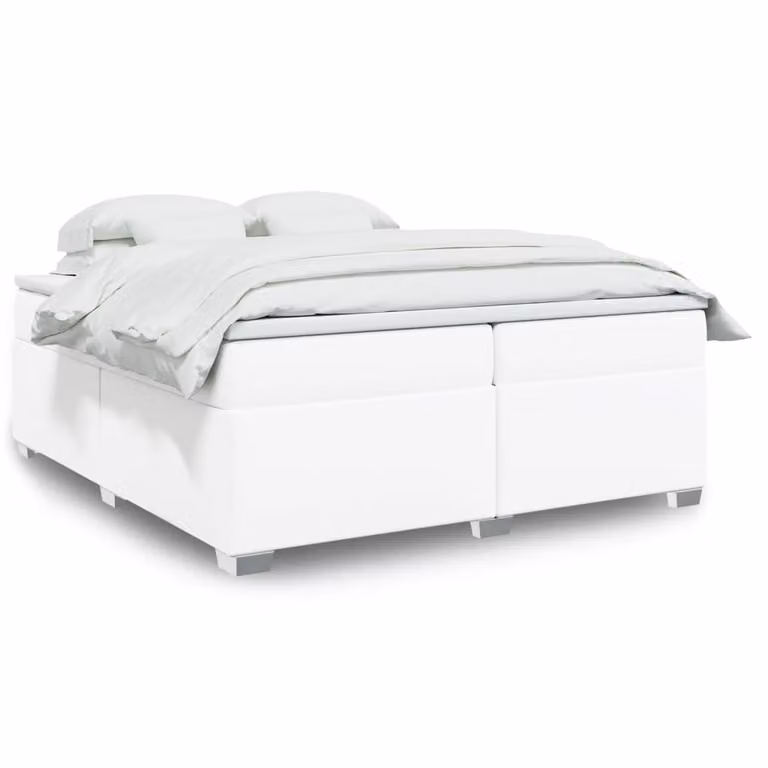 vidaXL Giroletto a Molle con Materasso Ibrido in Similpelle Bianca L/P: 200 x 200 cm