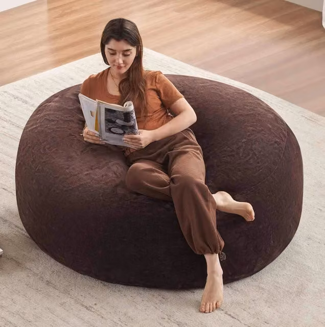 Divano da pavimento con supporto ergonomico a 3 zone in flanella grigio chiaro