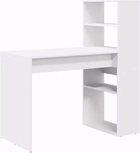 Scrivania moderna bianca in legno per ufficio o soggiorno L: 113 cm, P: 54 cm, H: 120 cm