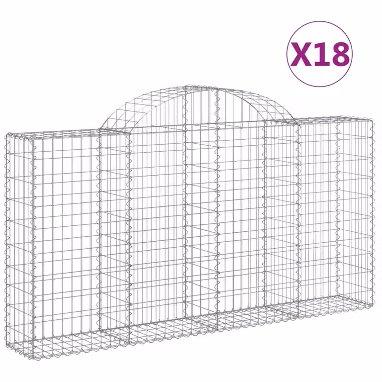 Cesti Gabbioni ad Arco 18 pz 200x30x100/120 cm Ferro Zincato
