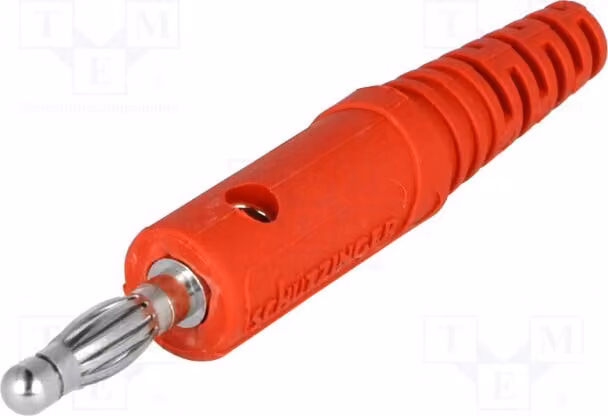 1 connettore da 70 VDC, con terminali a banana da 4 mm, 33 VAC, rosso, 10 A. Diametro massimo del conduttore: 2 mm. Modello: FK 82 L NI / RT