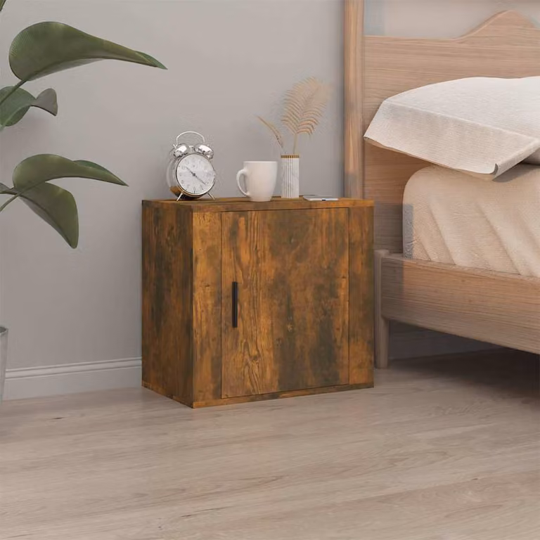 Comodino a muro moderno vidaXL in rovere fumo marrone L 50 cm, P 30 cm, H 47 cm
