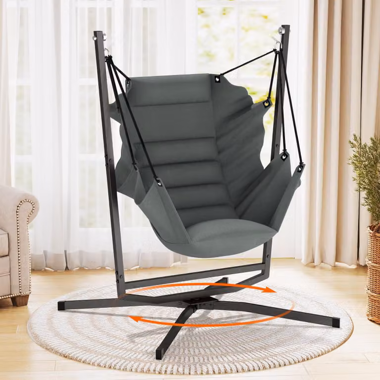 Sedia a dondolo con struttura grigia - Capacità di carico: 180 kg - Dimensioni: 100x100 cm - Acciaio legato