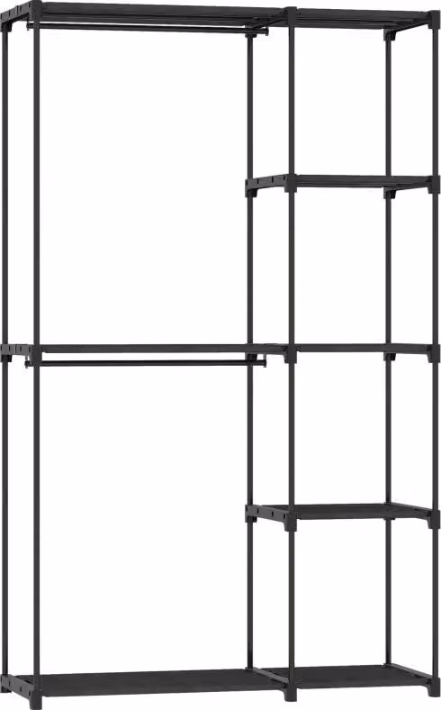 Fortuna Lai Armadio in tessuto con appendiabiti, ripiani, per camera da letto, spogliatoio, 111 x 43 x 185 cm, nero