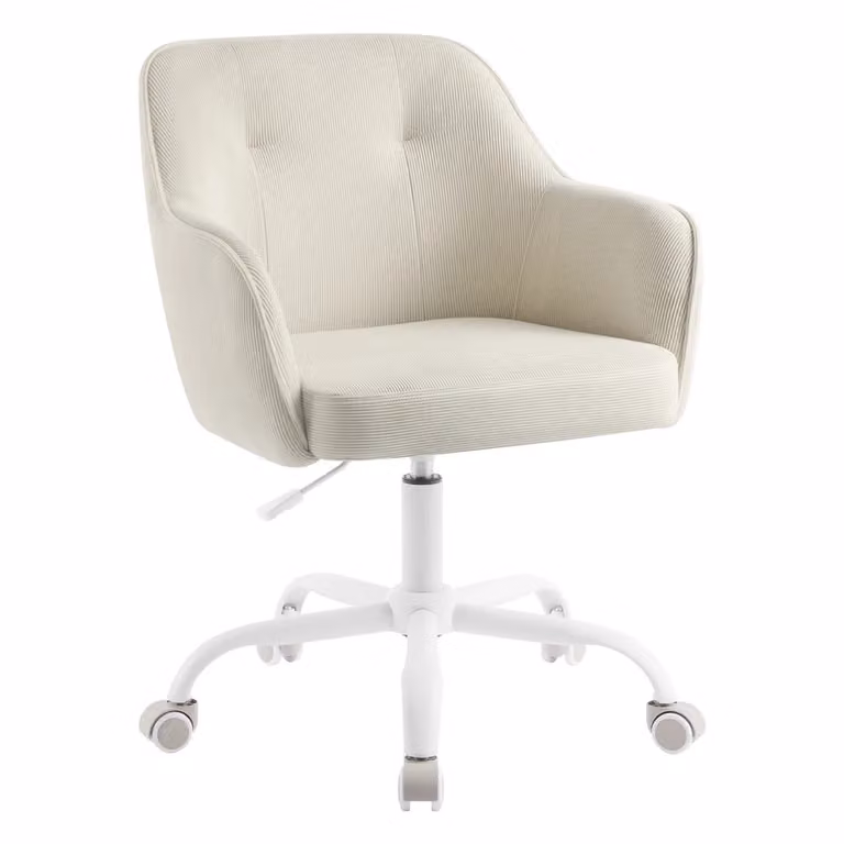 Sedia da Studio in Casa Girevole Regolabile in Altezza, Beige Sabbia