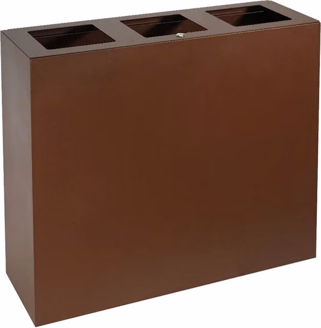 Pattumiera per Raccolta Differenziata 3 Scomparti Capacità 180 lt 90x30x80 cm in Acciaio Corten