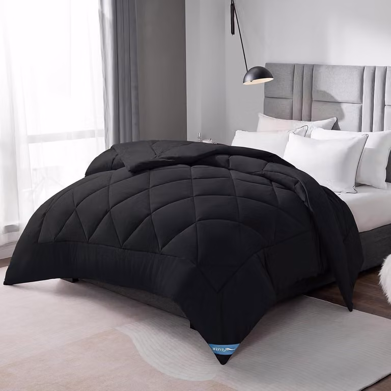 Copertura per letto, 155 x 220 cm, in microfibra, 300 g/m², colore nero, per letto singolo