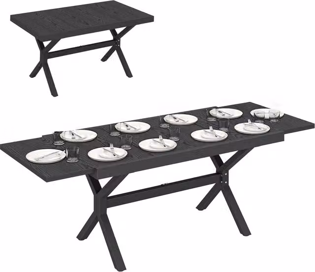 Tavolo da pranzo allungabile da giardino in alluminio effetto legno ¨C Minimal ¨C 214x85x73 cm grigio antracite