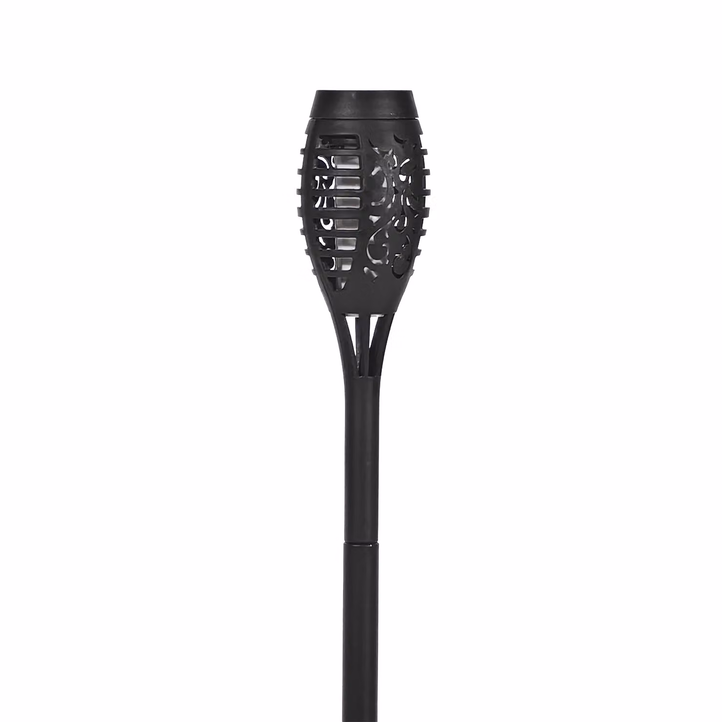 DICTROLUX Lampada Solare LED da Giardino con Effetto Torcia, Luce Calda, Colore Nero, H 50 cm x Diametro 5 cm – 1