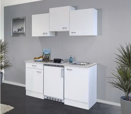 Mobile cucina dritto con elettrodomestici Flex Well Wito 150,5 cm colore frontale bianco opaco colore mobile bianco