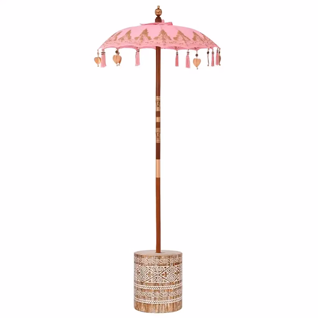 Ombrello balinese con base vidaXL, Rosa, L/P/H: 95 x 95 x 260 cm – 2