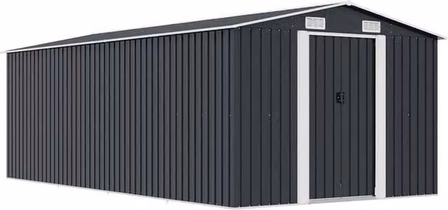 Casetta da giardino moderna in acciaio zincato antracite con porta scorrevole e ventilazione laterale L: 257 cm, P: 489 cm, H: 181 cm