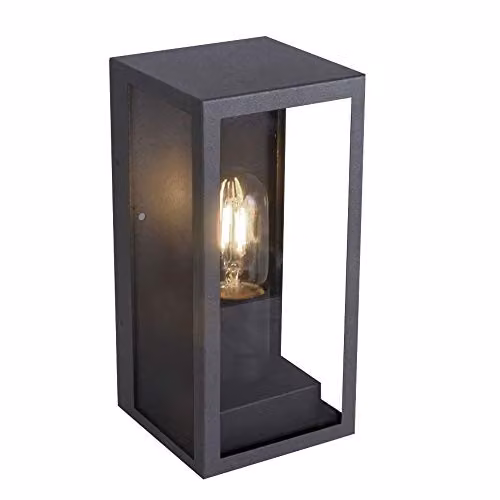 Lampada LED da Giardino Quadrata con Portalampada E27 (Max 60W) Corpo Nero Opaco Copertura in Vetro IP44