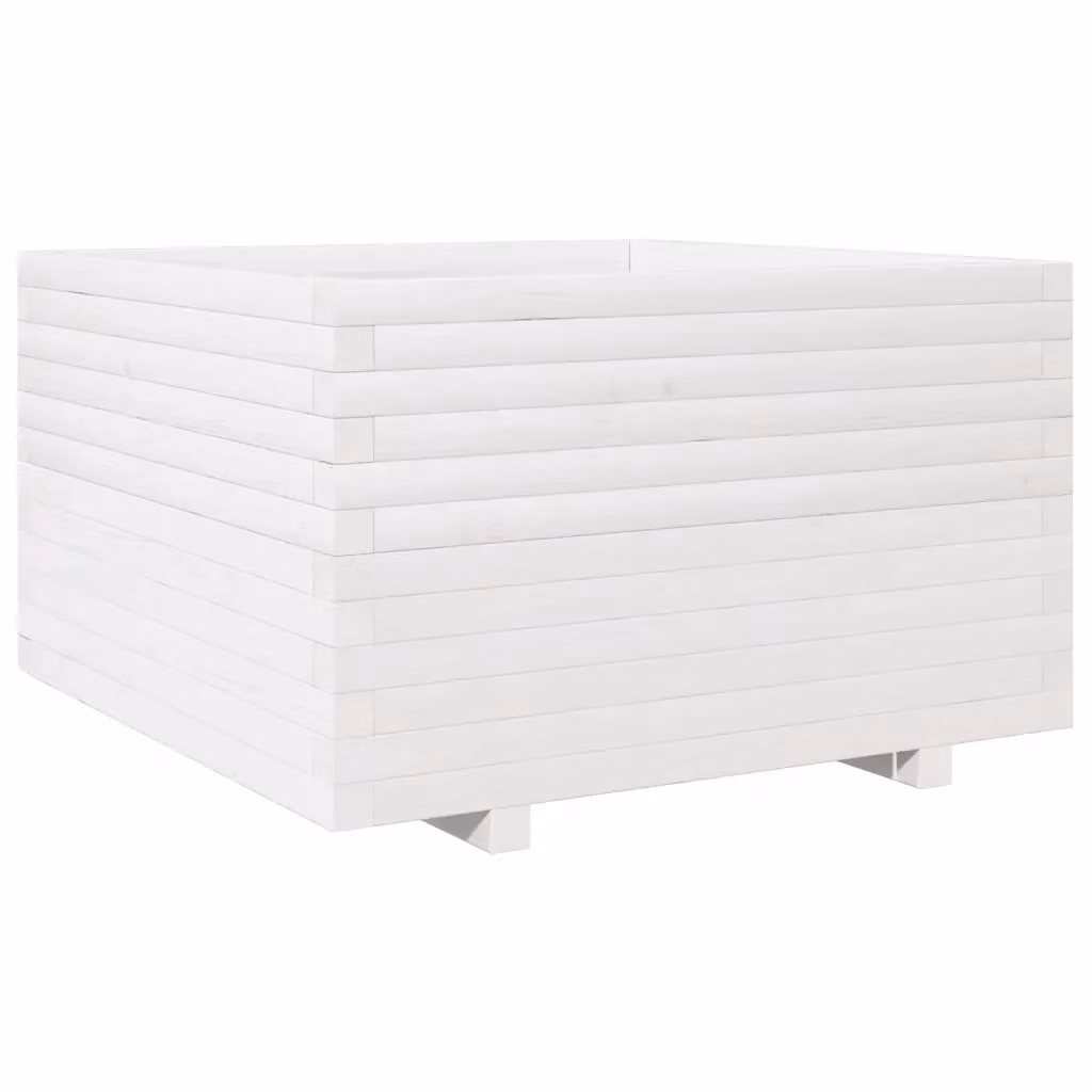 vidaXL Fioriera da Giardino Bianca in Legno di Pino L: 80 cm, P: 80 cm, H: 49,5 cm – 2