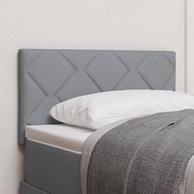Testiera per letto moderna vidaXL in tessuto grigio con struttura in legno e pannello imbottito