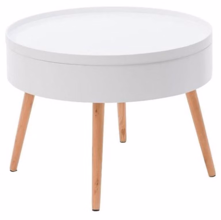 Tavolino rotondo con contenitore, 60 cm