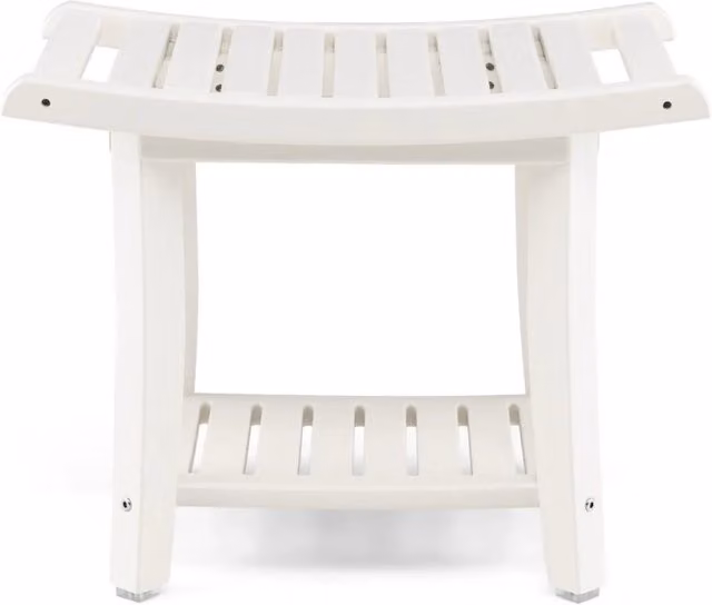 Sgabello da bagno 60,5 x 34 x 48 cm antiscivolo 2 ripiani ergonomico moderno HDPE bianco 20_0014185