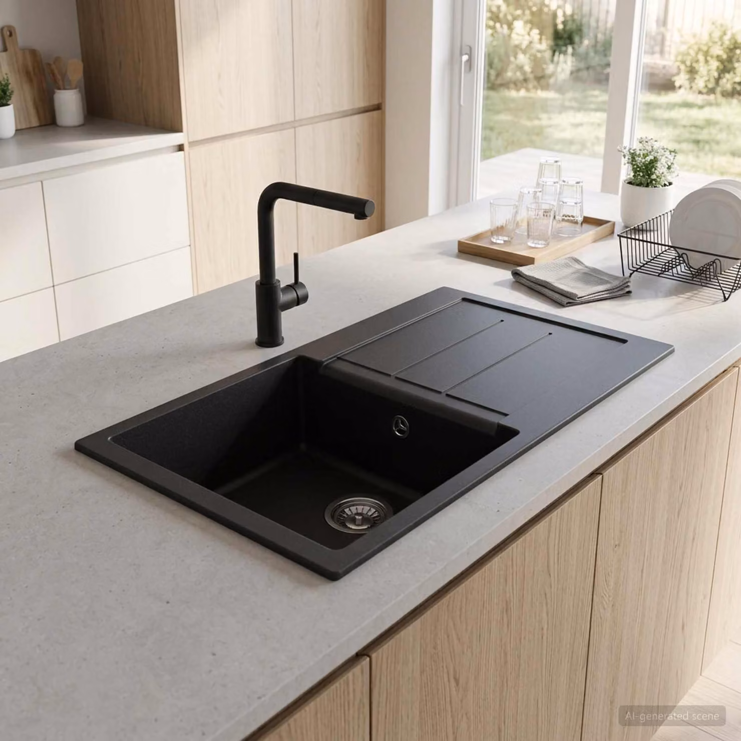 Lavello da cucina a una vasca vidaXL in granito colore grafite L 78 cm x P 50 cm x H 20 cm