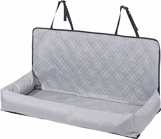Cuccia per cani - Rialzo per cuccia auto - Impermeabile - Con cintura di sicurezza removibile - Rivestimento in poliestere e plastica - Adatta a cani fino a 45 kg - Per cani di taglia media e grande - Grigio