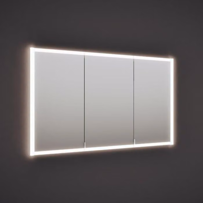 Specchio da parete burgbad RL20, 142 cm, con cornice illuminata in vetro trasparente, da fissare a parete